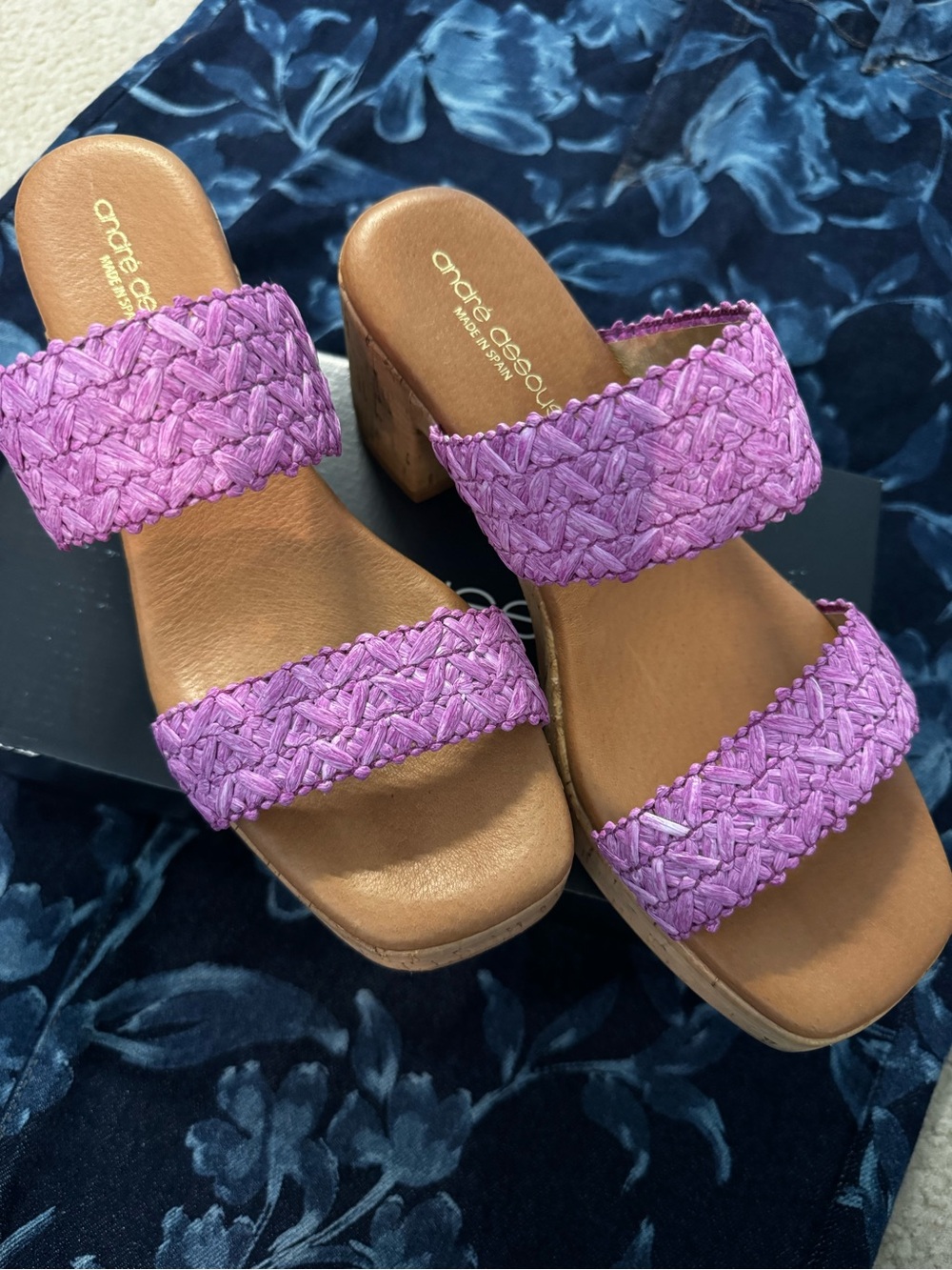 Andre Assous Pink Braided Double-Strap Slide Sandals